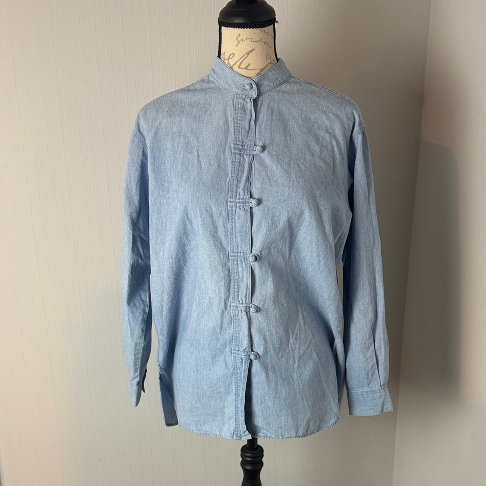 J Jill Denim Knot Button Down Shirt women’s size small - Picture 2 of 7